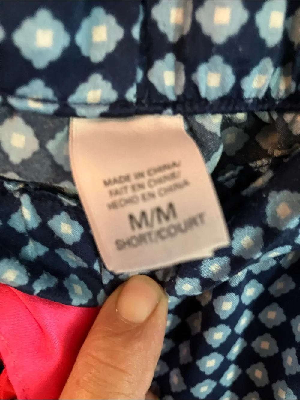 Victoria's Secret Navy and White Gingham Kids Pajama Set with Pink Trim